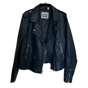 Levi’s Vegan Leather Moto Jacket Dark Blue Navy